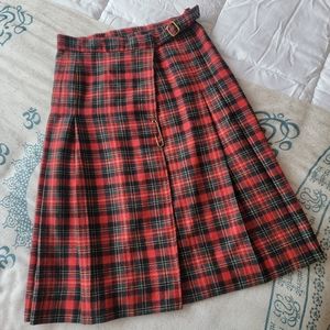 Vintage Safety Pin Wool Plaid Skirt
